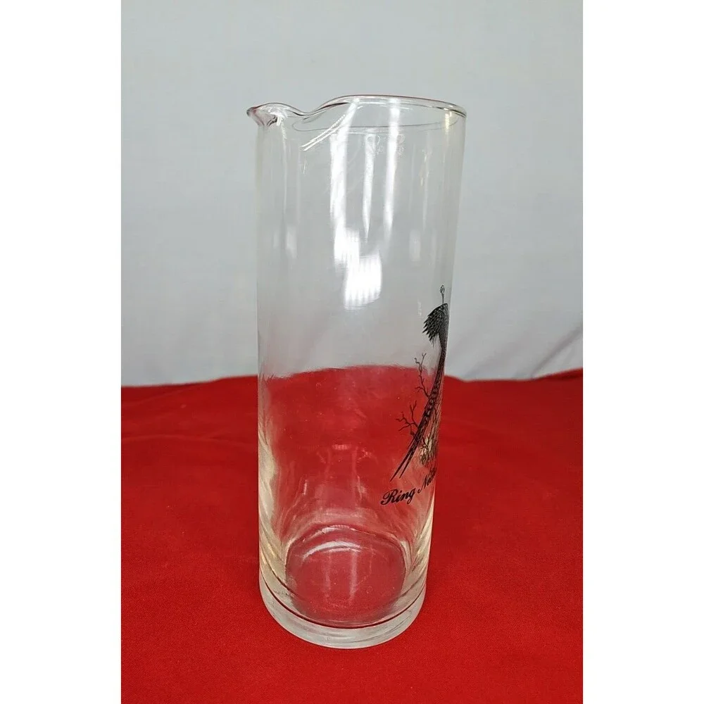 Pheasant Carafe Federal Glass Ring Necked Pitcher Vintage Bird Spout Jug
